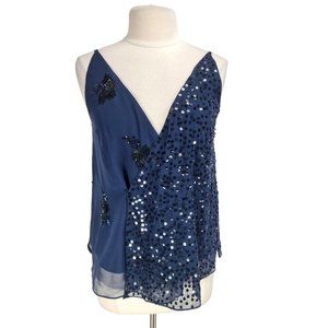 FRENCH CONNECTION Womens Aurora Embellished Wrap Top Size XS Loos Fit   233P